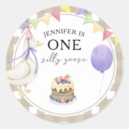 Adesivo Primeiro aniversario de Ganso de Aquarela