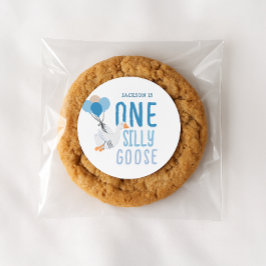 Adesivo Primeiro aniversario de ganso de Bobo azul