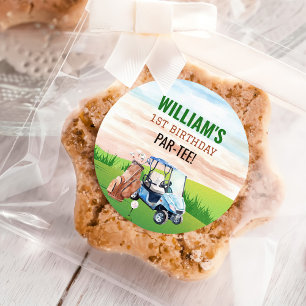 Adesivo Primeiro aniversario de Golfe de Aquarela