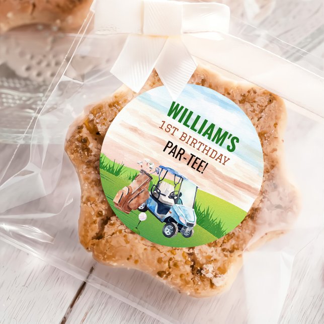 Adesivo Primeiro aniversario de Golfe de Aquarela (Criador carregado)