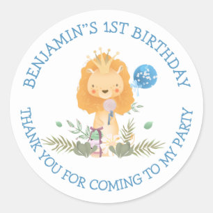 Adesivo primeiro aniversario de Leão Bonito Obrigado