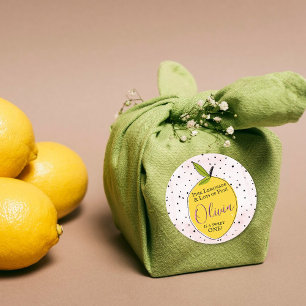 Adesivo Primeiro aniversario de limonada rosa moderna