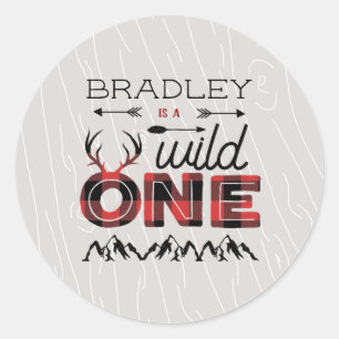 Adesivo primeiro aniversario de Lumberjack de Xadrez Rúst