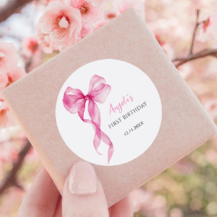 Adesivo Primeiro aniversario de Meninas de Arco Rosa