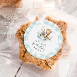 Adesivo Primeiro aniversario de Pastel Gingham