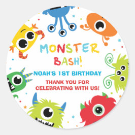 Adesivo Primeiro aniversario De Pequenos Monstros Bonitos