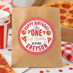 Adesivo Primeiro aniversario de Pizza Bebê com Fatia Moder