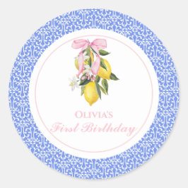 Adesivo Primeiro aniversario de pré-disquete de Arco rosa-