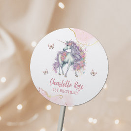 Adesivo Primeiro aniversario de Princesa Rosa Unicorn, Cas