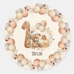 Adesivo Primeiro aniversario de ursinho de queda