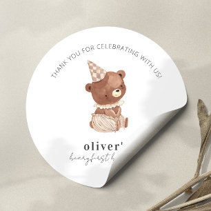 Adesivo Primeiro aniversario de Urso Moderno Bonito Obriga