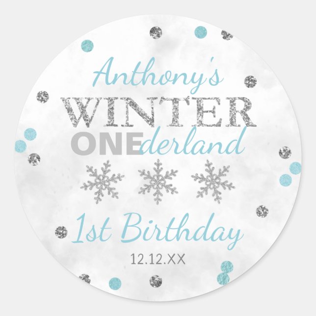 Adesivo Primeiro aniversario de Winter ONEderland (Frente)
