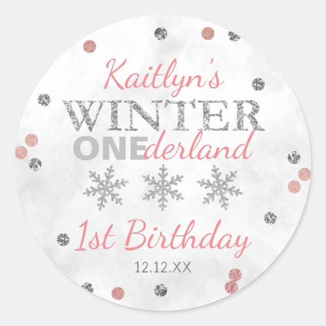 Adesivo Primeiro aniversario de Winter ONEderland (Frente)