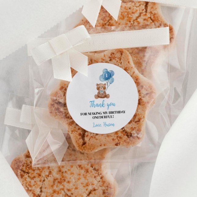 Adesivo Primeiro aniversario do Balão do Urso Azul (Criador carregado)