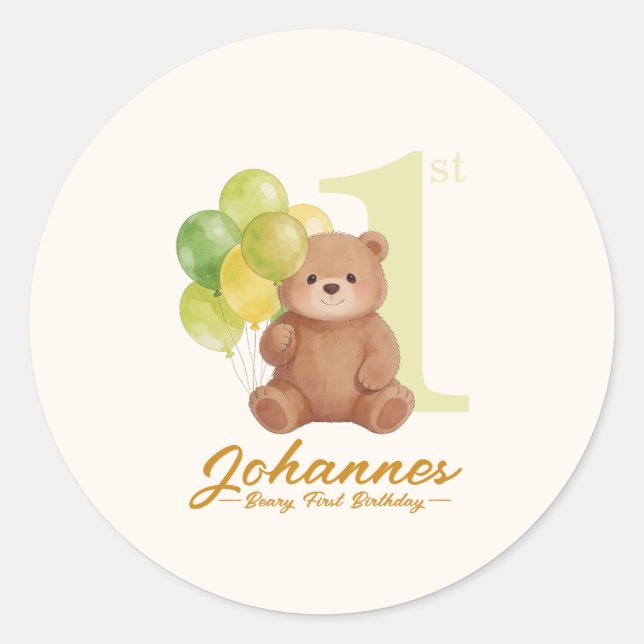 Adesivo Primeiro Aniversário do Beary (Frente)