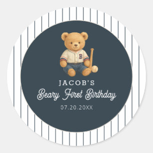 Adesivo Primeiro aniversario do Beball Preppy Bear