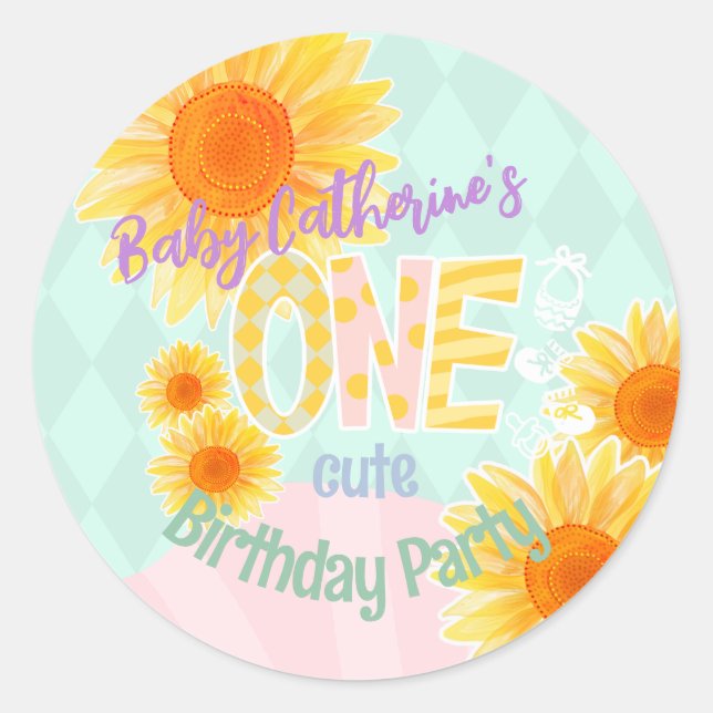 Adesivo Primeiro Aniversário do Girassol (Frente)