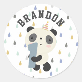Adesivo Primeiro Aniversário do Panda Cute Personalizável