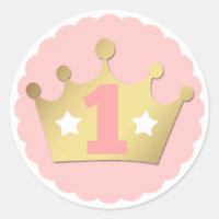 Primeiro Aniversário Dourado Princesa Coroa e Pink