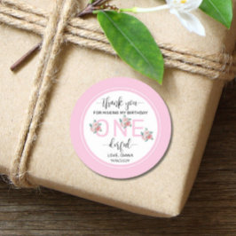 Adesivo Primeiro aniversario Floral Rosa