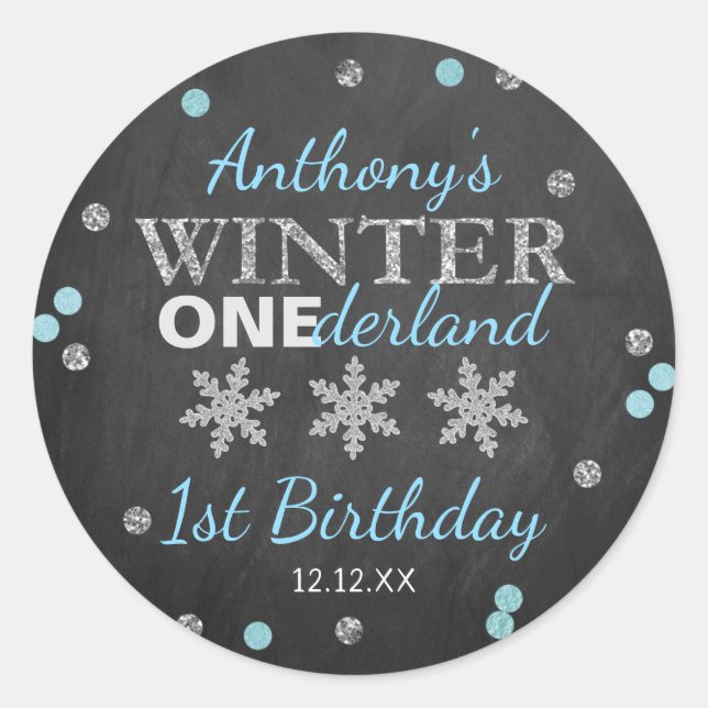 Adesivo Primeiro aniversario Inverno ONEderland Chalkboard (Frente)