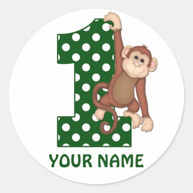 Adesivo primeiro aniversario Macaco Personalizado (Frente)