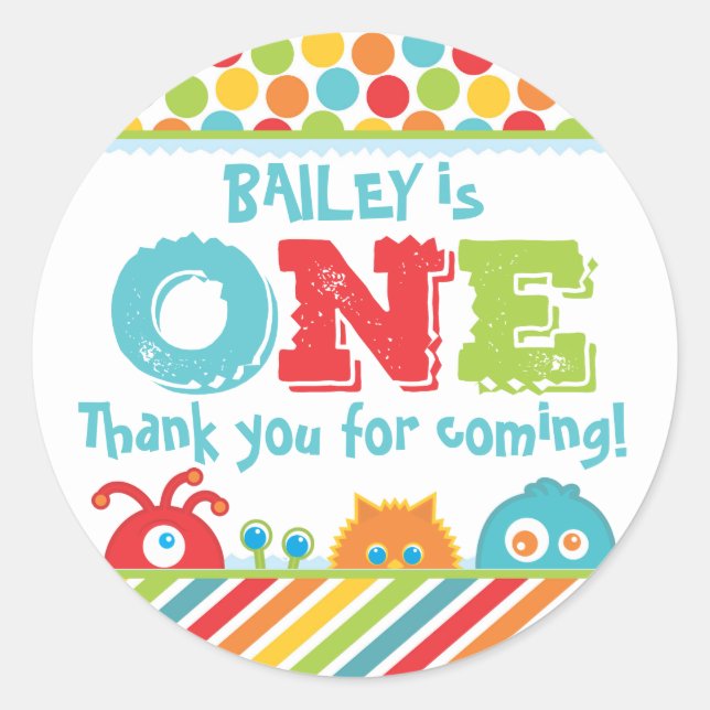 Adesivo Primeiro aniversario Monstro Primeiro (Frente)