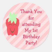 primeiro aniversario Morango Obrigado Vinhetas