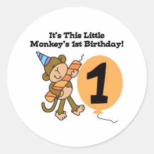 Adesivo Primeiro aniversario pequeno do macaco