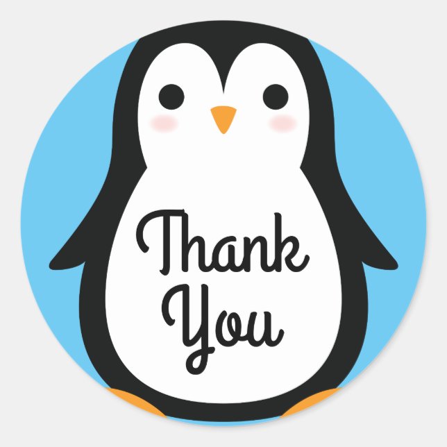 Adesivo Primeiro aniversario Pinguim Cute De Inverno Obrig (Frente)