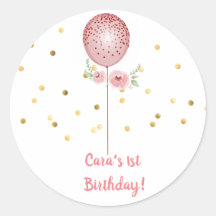 Primeiro Aniversário - Pink e vinhetas de balão Do