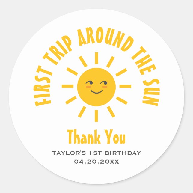 Adesivo primeiro aniversario Primeira Viagem Em Torno Do S (Frente)