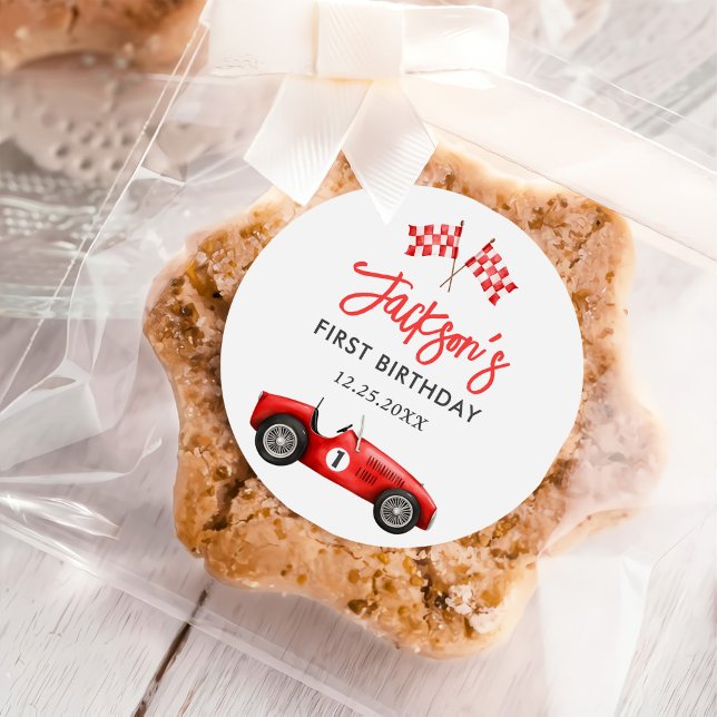 Adesivo Primeiro aniversario Race Car Red Racing Boy (Criador carregado)