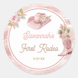 Adesivo Primeiro aniversario Rosa Boho Primeiro Rodeio