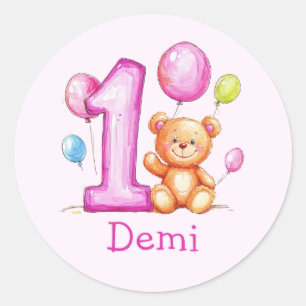 Adesivo Primeiro aniversario Rosa Personalizado para Rapar