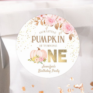 Adesivo Primeiro aniversario Rosa Pumpkin Floral Girl