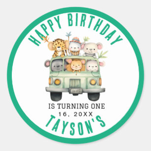 Adesivo Primeiro aniversario Selvagem de Animais Safari