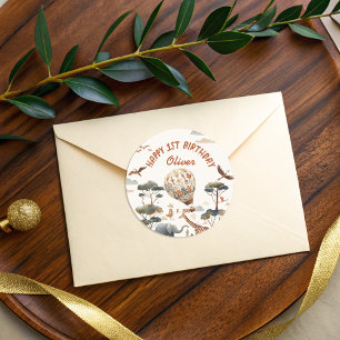 Adesivo Primeiro aniversario Selvagem do Balão de Ar Quent