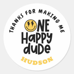 Adesivo primeiro aniversario sorriso rosto retrógrado bran