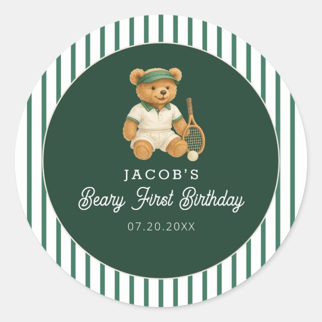Adesivo primeiro aniversario tênis Preppy Bear (Frente)
