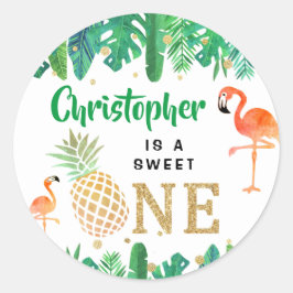 Adesivo Primeiro aniversario Tropical Summer Beach Luau Bo