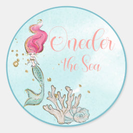 Adesivo Primeiro Aniversário Um Pó do Mar Sereia Aniversár