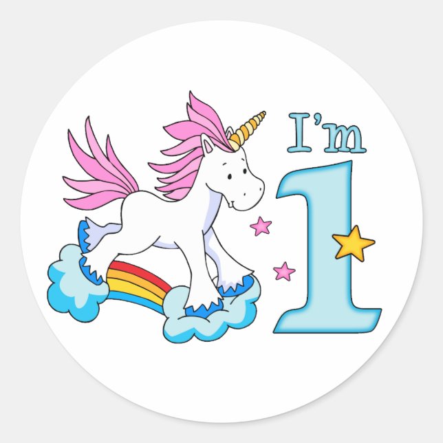 Adesivo Primeiro aniversario Unicorn Rainbow (Frente)