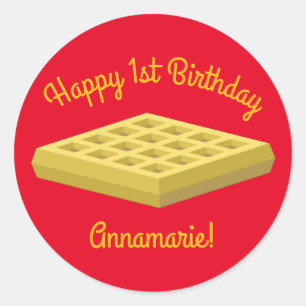 Adesivo Primeiro aniversario Waffle Cute Breakfast Brunch 