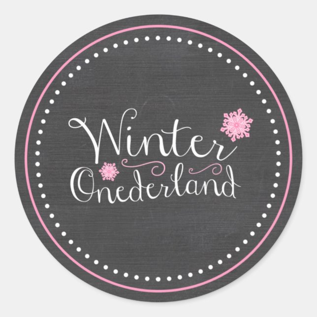 Adesivo Primeiro aniversario Whimsical Winter Onederland (Frente)