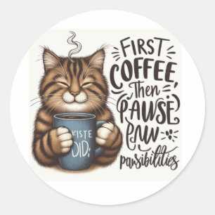 Adesivo Primeiro Café E Pawsibabilities Gato Do Vedante