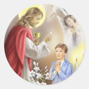 Adesivo Primeiro convite do comunhão santamente para