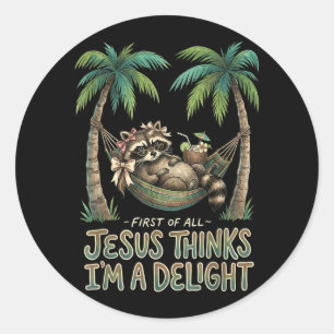 Adesivo Primeiro De Jesus Acha Um Design De Guaxinim Encan