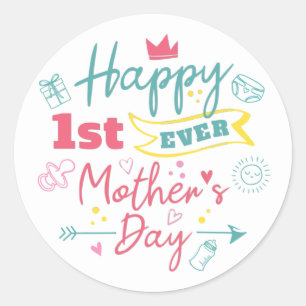 Adesivo Primeiro Dia das Mães Mãe de Primeira Viagem 
