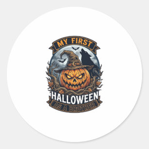 Adesivo Primeiro Halloween como Irmão Pumpkin Wolf Moon_1